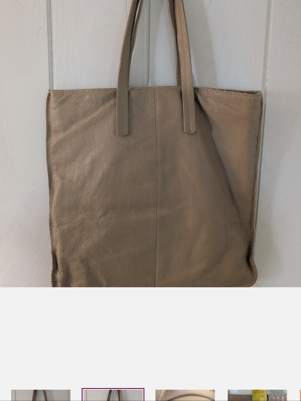 L'CREDI Leather Tote Bag in Taupe